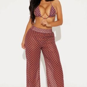 Fashion Nova 4 Piece Bikini Set with Sheer Pants
